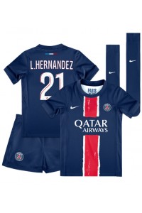 Paris Saint-Germain Lucas Hernandez #21 Jalkapallovaatteet Lasten Kotipeliasu 2024-25 Lyhythihainen (+ Lyhyet housut)